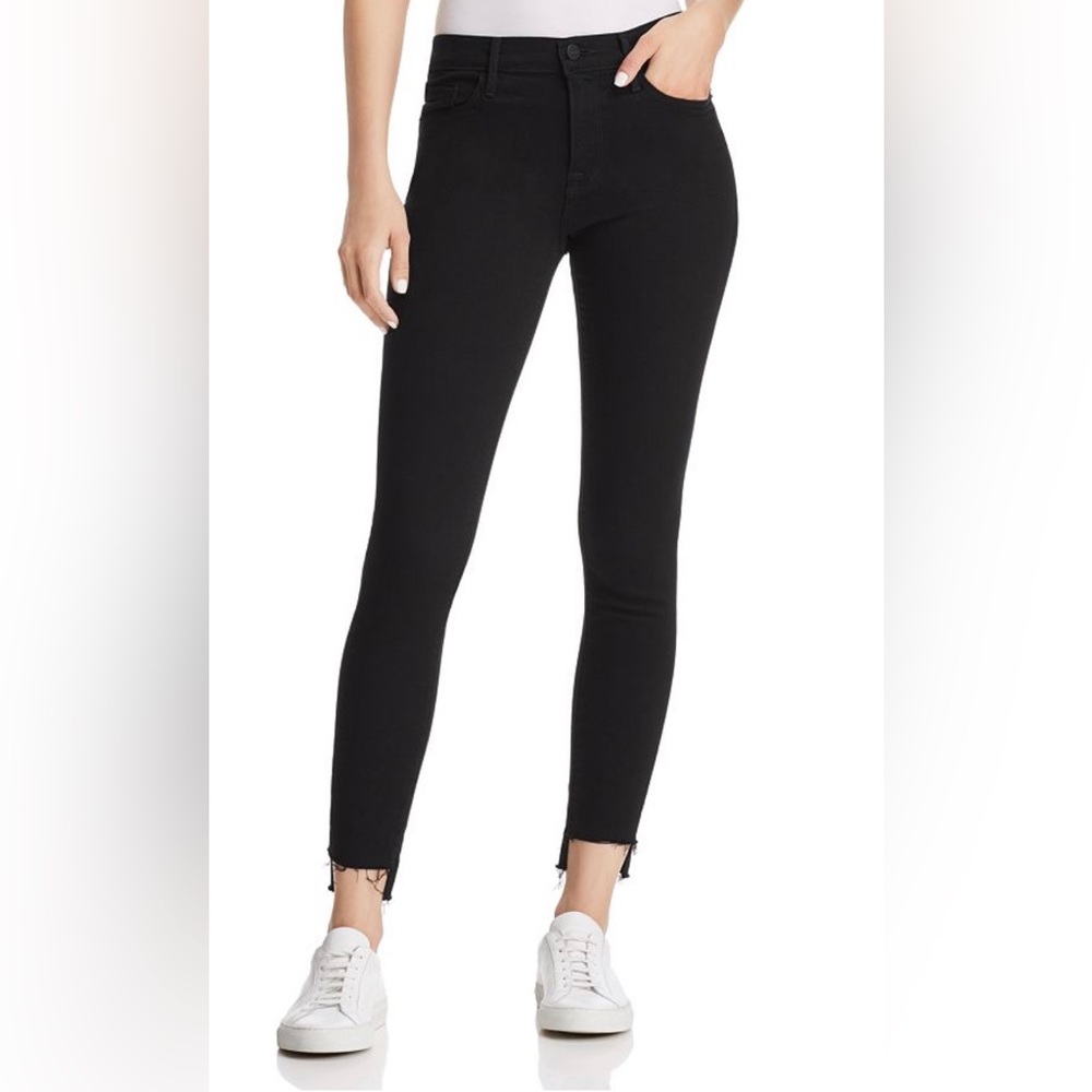 FRAME Black Mid-Rise Skinny Jeans